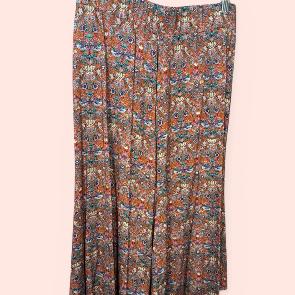 Women’s Floral Print Midi Skirt - Orange Multicolor